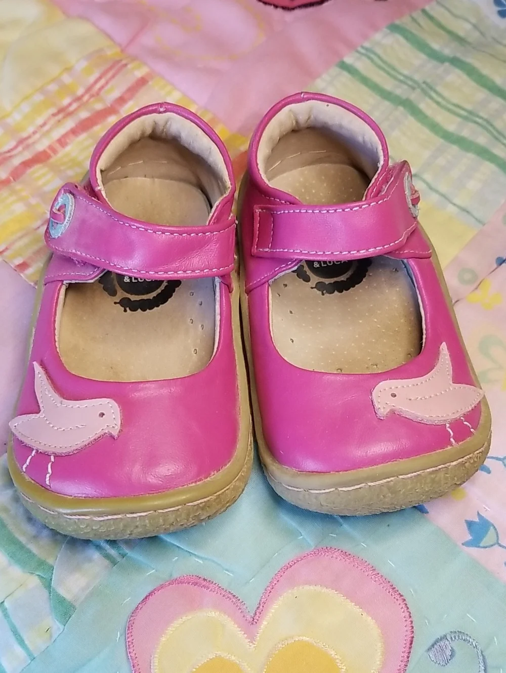 Livie & Luca Pink Leather Mary Jane Shoes with Light Pink Bird Size 5 Pio Pio